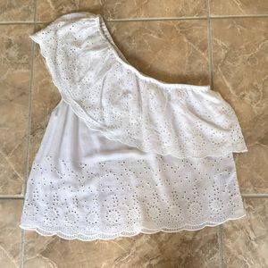 One shoulder Cute White Top